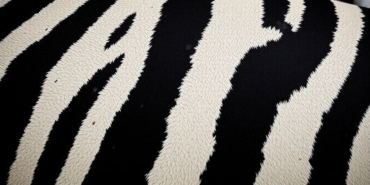 Close-up of zebra stripes on a textured surface.
