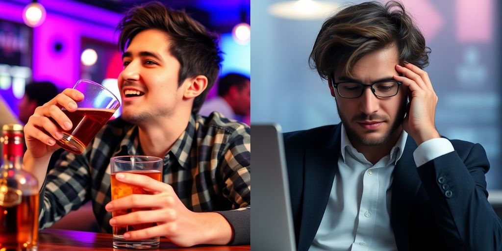 Contrast of social drinking and work-related stress.