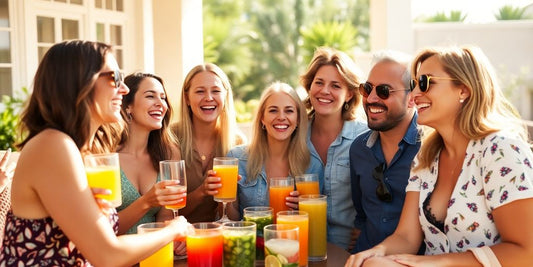 Celebrities enjoying a sober lifestyle at a joyful gathering.