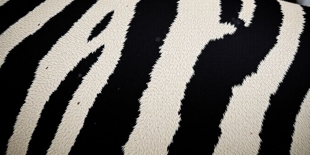 Close-up of zebra stripes on a textured surface.