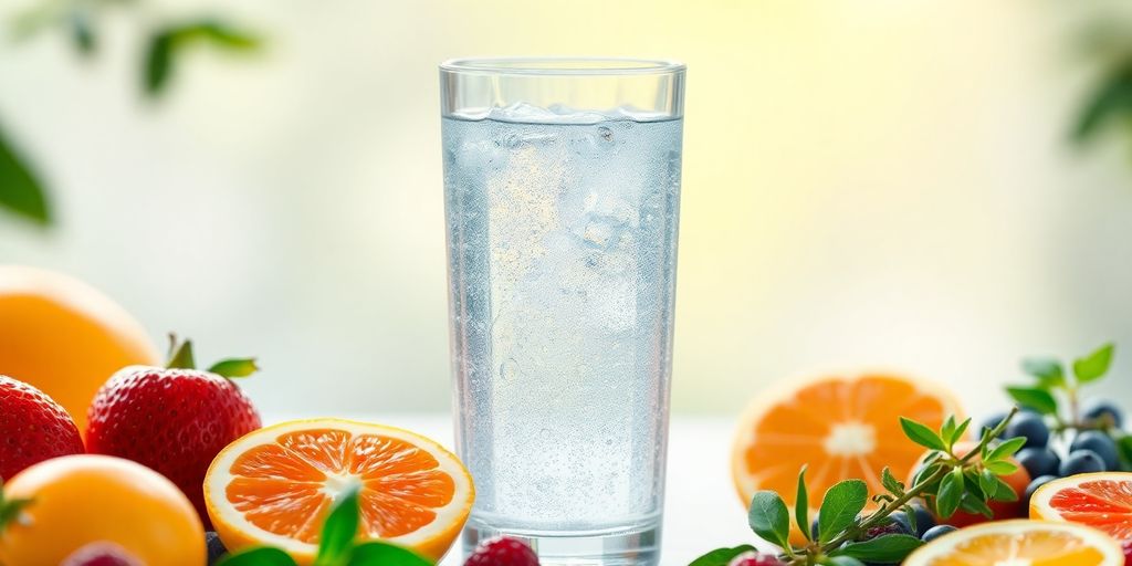 Refreshing drink with fruits, promoting a month of sobriety.