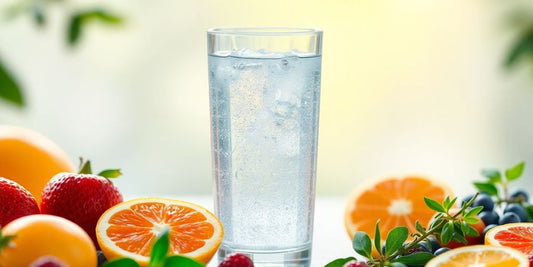 Refreshing drink with fruits, promoting a month of sobriety.
