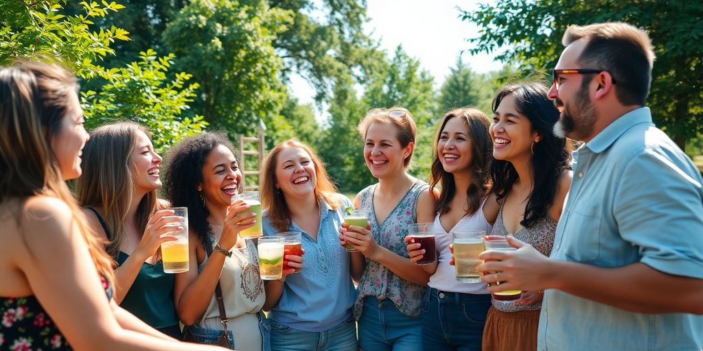 Friends enjoying a sober lifestyle together outdoors.