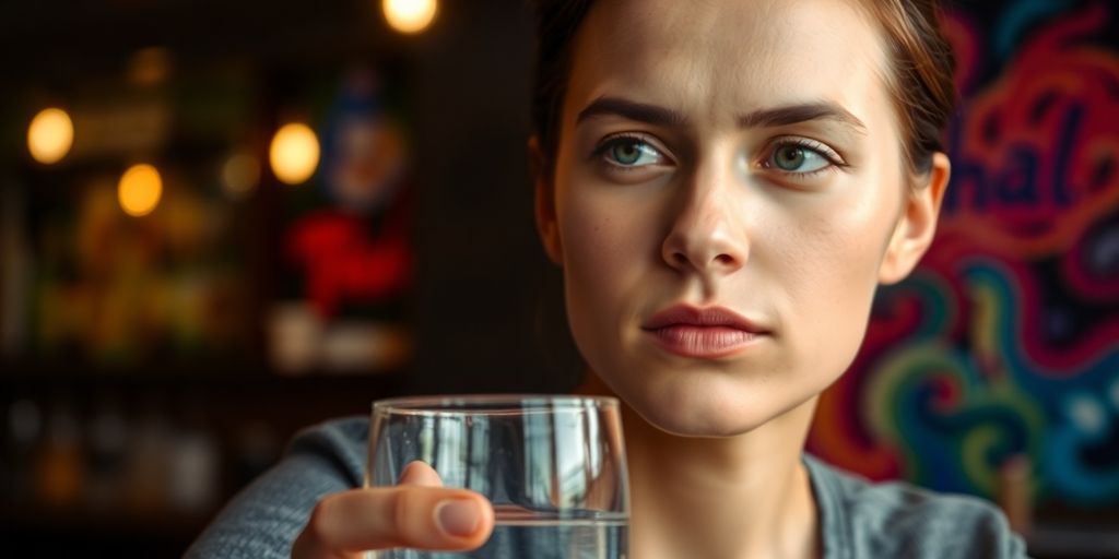 Person holding a glass of water, reflecting emotional strength.